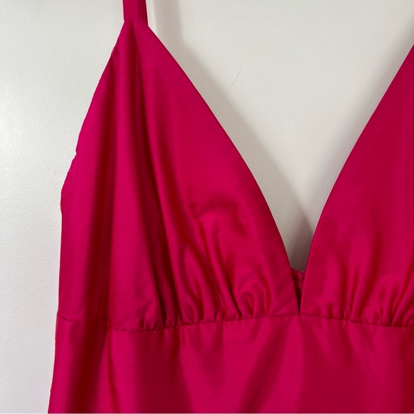 Gorgeous LYNN LUGO size 4 Iridescent Thai Silk Dress Fuchsia to red shift - Picture 2 of 7